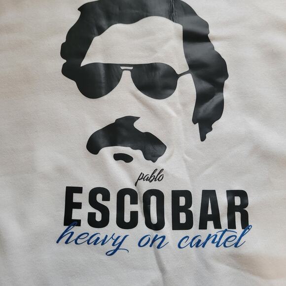 DNM Story Pablo Escobar graphic white long sleeve crew neck sweater 2xl - Picture 3 of 6